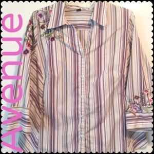 Avenue Beautiful Purple  Embroidery Shirt …
